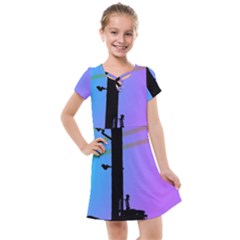 Vaporwave Wires And Transformer Kids  Cross Web Dress by WetdryvacsLair