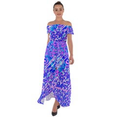 Root Humanity Bar And Qr Code Combo In Purple And Blue Off Shoulder Open Front Chiffon Dress by WetdryvacsLair