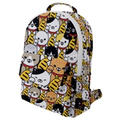 Cat-seamless-pattern-lucky-cat-japan-maneki-neko-vector-kitten-calico-pet-scarf-isolated-repeat-back Flap Pocket Backpack (small) by elchino