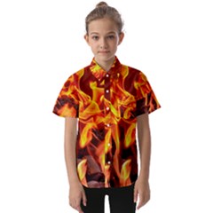 Fire-burn-charcoal-flame-heat-hot Kids  Short Sleeve Shirt by Sapixe