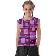 Squares-purple-stripes-texture Kids  Raglan Cap Sleeve Tee by Sapixe