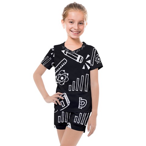 Knowledge-drawing-education-science Kids  Mesh Tee And Shorts Set by Sapixe