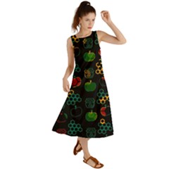 Apples Honey Honeycombs Pattern Summer Maxi Dress by Sapixe