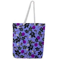 Purple Flower On Lilac Full Print Rope Handle Tote (large) by Daria3107