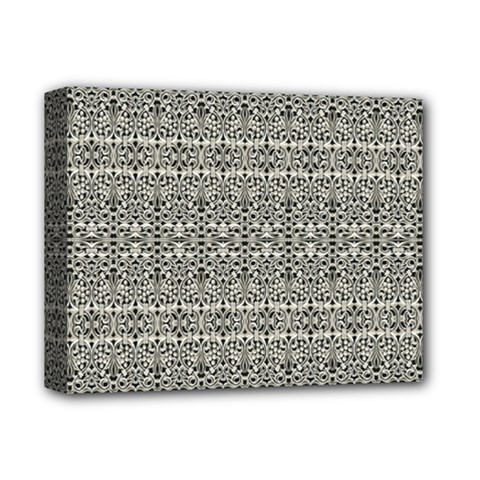 Abstract Silver Ornate Decorative Pattern Deluxe Canvas 14  X 11  (stretched) by dflcprintsclothing