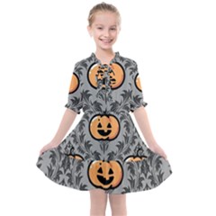 Pumpkin Pattern Kids  All Frills Chiffon Dress by NerdySparkleGoth