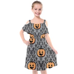 Pumpkin Pattern Kids  Cut Out Shoulders Chiffon Dress by NerdySparkleGoth