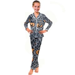 Pumpkin Pattern Kid s Satin Long Sleeve Pajamas Set by NerdySparkleGoth