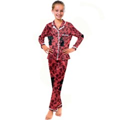 Cat Pattern Kid s Satin Long Sleeve Pajamas Set by NerdySparkleGoth