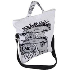 Weird Fantasy Creature Drawing Fold Over Handle Tote Bag by dflcprintsclothing