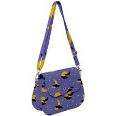 Bats With Yellow Moon Saddle Handbag by SychEva