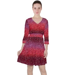 Red Sequins Quarter Sleeve Ruffle Waist Dress by SychEva