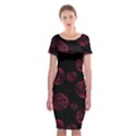 Red Sponge Prints On Black Background Classic Short Sleeve Midi Dress View1