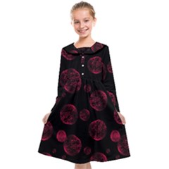 Red Sponge Prints On Black Background Kids  Midi Sailor Dress by SychEva