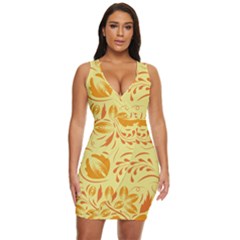 Folk Flowers Pattern Draped Bodycon Dress by Eskimos