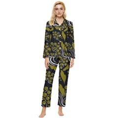 Folk Flowers Pattern  Womens  Long Sleeve Pocket Pajamas Set by Eskimos