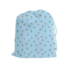 Cute Kawaii Dogs Pattern At Sky Blue Drawstring Pouch (xl) by Casemiro