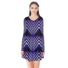 Digital Waves Long Sleeve V-neck Flare Dress by Sparkle