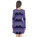 Digital Waves Long Sleeve V-neck Flare Dress View2