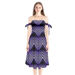 Digital Waves Shoulder Tie Bardot Midi Dress by Sparkle