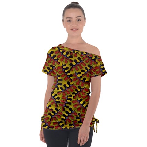 Modern Zippers Off Shoulder Tie-up Tee by Sparkle