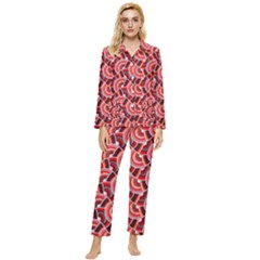 Digital Waves Womens  Long Sleeve Pocket Pajamas Set by Sparkle