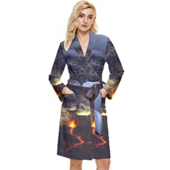 Landscape-volcano-eruption-lava Robe by Sudhe