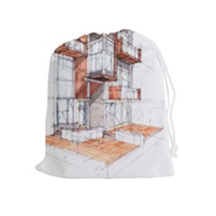 Rag-flats-onion-flats-llc-architecture-drawing Graffiti-architecture Drawstring Pouch (xl) by Sudhe