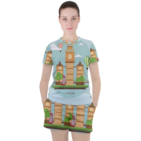 London-watch-landmark-england Women s Tee And Shorts Set by Sudhe