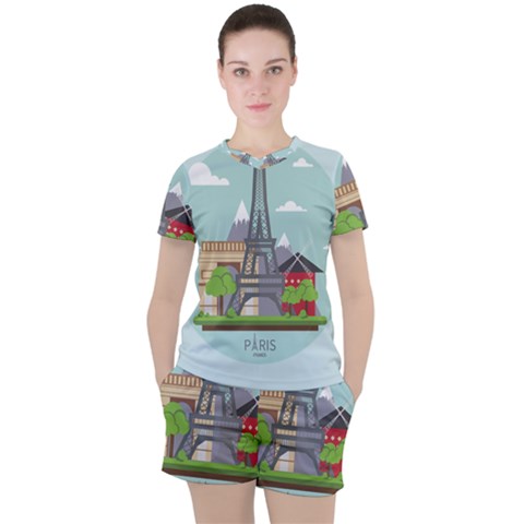 Paris-france-french-europe-travel Women s Tee And Shorts Set by Sudhe