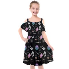 Pastel Goth Witch Kids  Cut Out Shoulders Chiffon Dress by NerdySparkleGoth