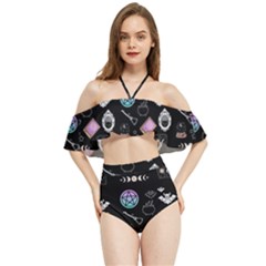 Pastel Goth Witch Halter Flowy Bikini Set 