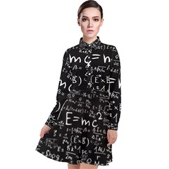 Science-albert-einstein-formula-mathematics-physics-special-relativity Long Sleeve Chiffon Shirt Dress by Sudhe