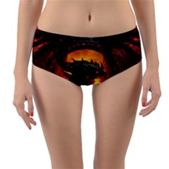 Dragon Fire Fantasy Art Reversible Mid-waist Bikini Bottoms by Sudhe