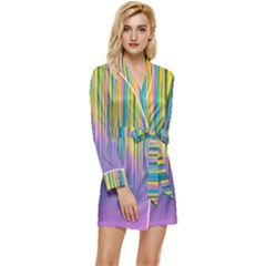 Background-colorful-texture-bright Long Sleeve Satin Robe by Sudhe