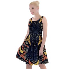 Tiger-predator-abstract-feline Knee Length Skater Dress by Sudhe