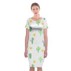 Green Cacti With Sun Classic Short Sleeve Midi Dress by SychEva