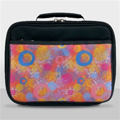 Multicolored Splashes And Watercolor Circles On A Dark Background Lunch Bag by SychEva