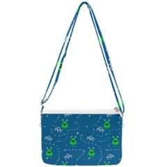 Funny Aliens With Spaceships Double Gusset Crossbody Bag by SychEva