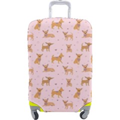 Cute Chihuahua With Sparkles On A Pink Background Luggage Cover (large) by SychEva