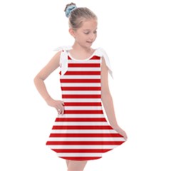 Red And White Stripes Pattern, Geometric Theme Kids  Tie Up Tunic Dress by Casemiro