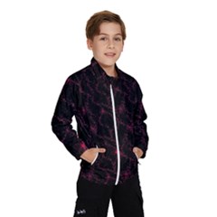 Pink Abstract Flowers With Splashes On A Dark Background  Abstract Print Kids  Windbreaker by SychEva