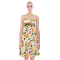 Yellow Juicy Pears And Apricots Spaghetti Strap Velvet Dress by SychEva