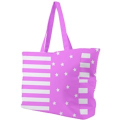 Saturated Pink Lines And Stars Pattern, Geometric Theme Simple Shoulder Bag by Casemiro