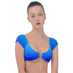 Butterflies At Blue, Two Color Tone Gradient Cap Sleeve Ring Bikini Top by Casemiro