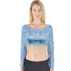 Beautiful Girls With Drinks Long Sleeve Crop Top by SychEva