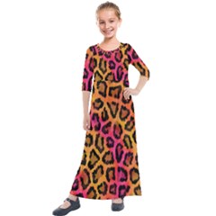 Leopard Print Kids  Quarter Sleeve Maxi Dress by skindeep