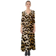 Leopard-print 2 Button Up Boho Maxi Dress by skindeep