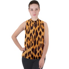 Fur 5 Mock Neck Chiffon Sleeveless Top by skindeep