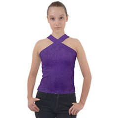 Leather Smooth 18-purple Cross Neck Velour Top by skindeep